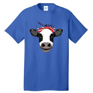 Amoorica Cute Cow American Flag Bandana Patriotic Cow Gift Tall T-Shirt