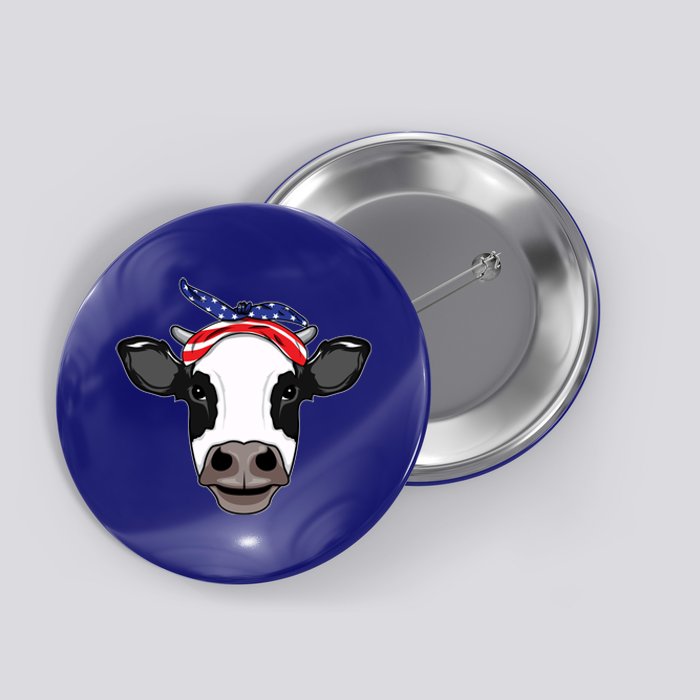 Amoorica Cute Cow American Flag Bandana Patriotic Cow Gift Button