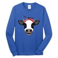 Amoorica Cute Cow American Flag Bandana Patriotic Cow Gift Tall Long Sleeve T-Shirt