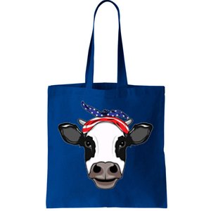 Amoorica Cute Cow American Flag Bandana Patriotic Cow Gift Tote Bag