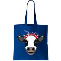 Amoorica Cute Cow American Flag Bandana Patriotic Cow Gift Tote Bag