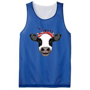 Amoorica Cute Cow American Flag Bandana Patriotic Cow Gift Mesh Reversible Basketball Jersey Tank