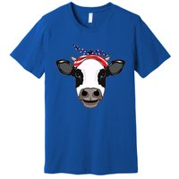 Amoorica Cute Cow American Flag Bandana Patriotic Cow Gift Premium T-Shirt