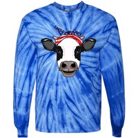 Amoorica Cute Cow American Flag Bandana Patriotic Cow Gift Tie-Dye Long Sleeve Shirt