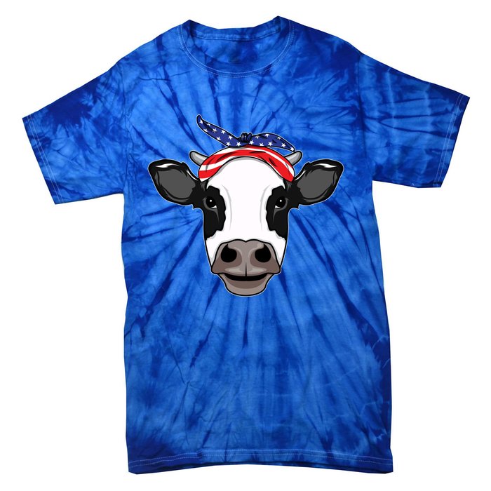 Amoorica Cute Cow American Flag Bandana Patriotic Cow Gift Tie-Dye T-Shirt