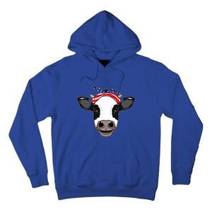 Amoorica Cute Cow American Flag Bandana Patriotic Cow Gift Tall Hoodie