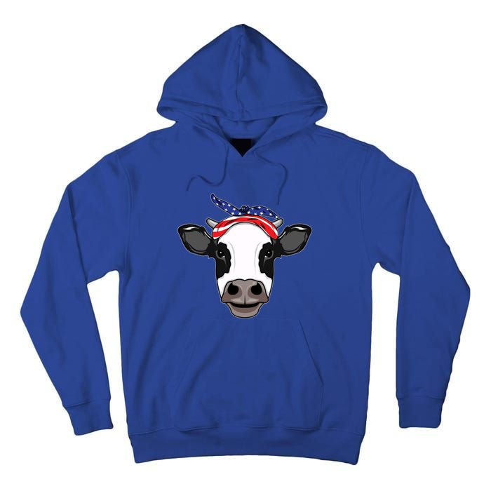 Amoorica Cute Cow American Flag Bandana Patriotic Cow Gift Tall Hoodie