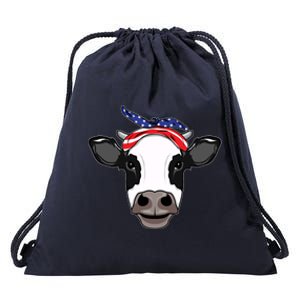 Amoorica Cute Cow American Flag Bandana Patriotic Cow Gift Drawstring Bag