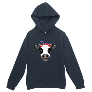 Amoorica Cute Cow American Flag Bandana Patriotic Cow Gift Urban Pullover Hoodie