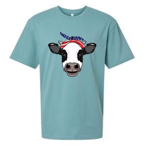 Amoorica Cute Cow American Flag Bandana Patriotic Cow Gift Sueded Cloud Jersey T-Shirt