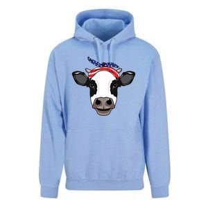 Amoorica Cute Cow American Flag Bandana Patriotic Cow Gift Unisex Surf Hoodie