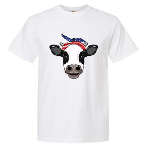 Amoorica Cute Cow American Flag Bandana Patriotic Cow Gift Garment-Dyed Heavyweight T-Shirt