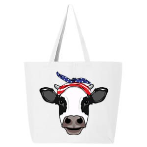 Amoorica Cute Cow American Flag Bandana Patriotic Cow Gift 25L Jumbo Tote