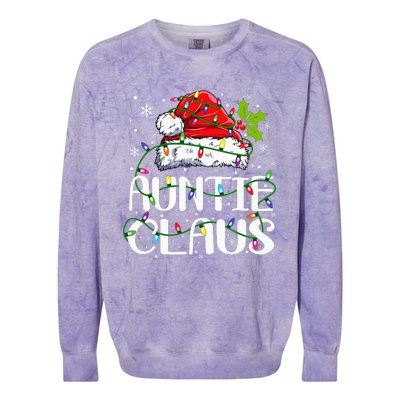 Auntie Claus Christmas Lights Pajama Family Matching Colorblast Crewneck Sweatshirt