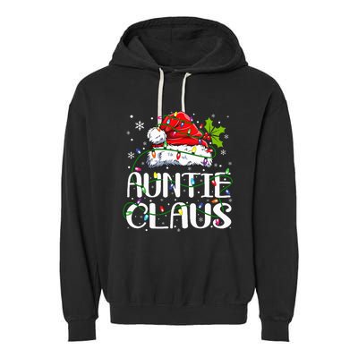 Auntie Claus Christmas Lights Pajama Family Matching Garment-Dyed Fleece Hoodie