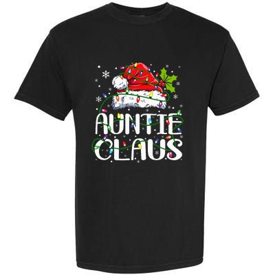 Auntie Claus Christmas Lights Pajama Family Matching Garment-Dyed Heavyweight T-Shirt