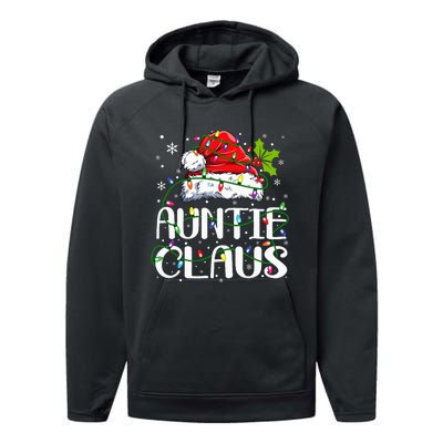 Auntie Claus Christmas Lights Pajama Family Matching Performance Fleece Hoodie