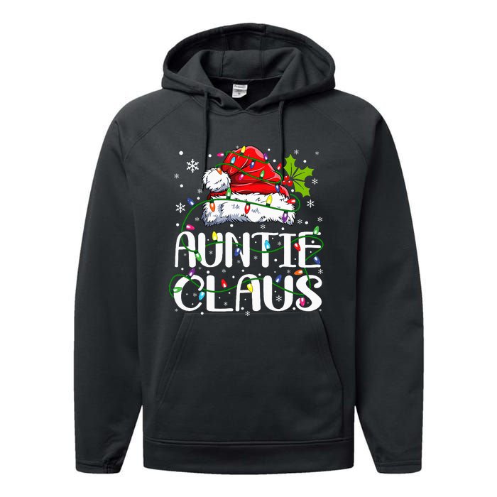 Auntie Claus Christmas Lights Pajama Family Matching Performance Fleece Hoodie