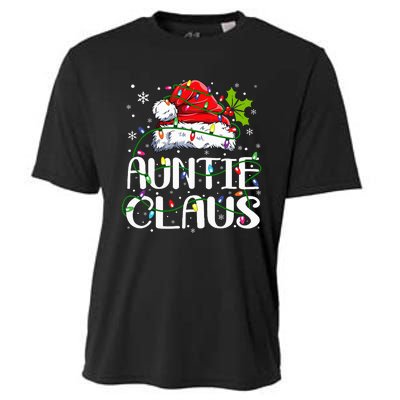 Auntie Claus Christmas Lights Pajama Family Matching Cooling Performance Crew T-Shirt