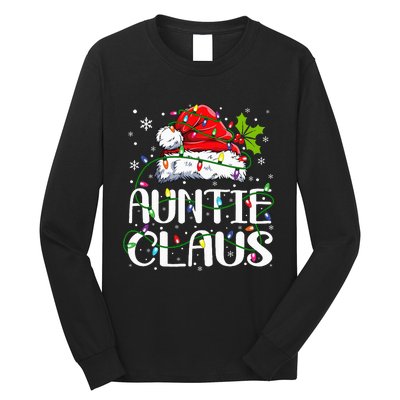 Auntie Claus Christmas Lights Pajama Family Matching Long Sleeve Shirt