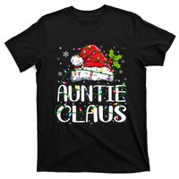 Auntie Claus Christmas Lights Pajama Family Matching T-Shirt