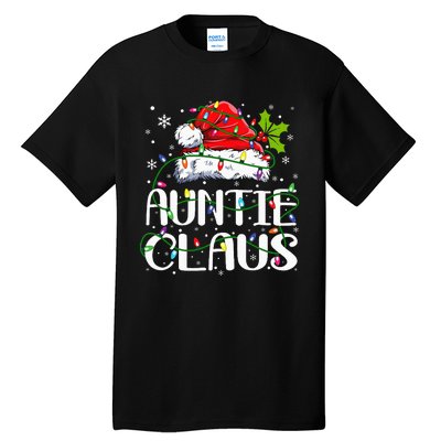 Auntie Claus Christmas Lights Pajama Family Matching Tall T-Shirt