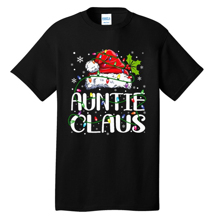 Auntie Claus Christmas Lights Pajama Family Matching Tall T-Shirt