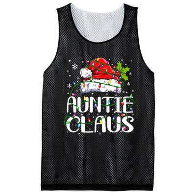 Auntie Claus Christmas Lights Pajama Family Matching Mesh Reversible Basketball Jersey Tank