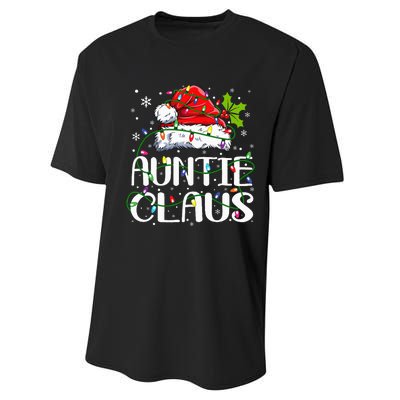 Auntie Claus Christmas Lights Pajama Family Matching Performance Sprint T-Shirt