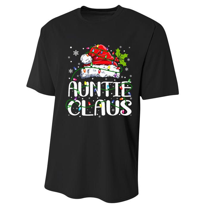 Auntie Claus Christmas Lights Pajama Family Matching Performance Sprint T-Shirt