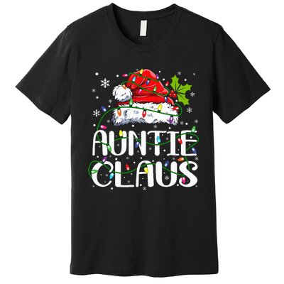 Auntie Claus Christmas Lights Pajama Family Matching Premium T-Shirt