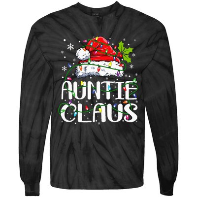 Auntie Claus Christmas Lights Pajama Family Matching Tie-Dye Long Sleeve Shirt