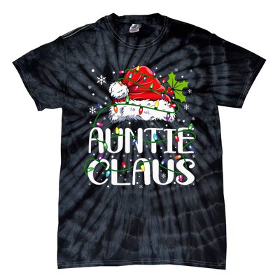 Auntie Claus Christmas Lights Pajama Family Matching Tie-Dye T-Shirt