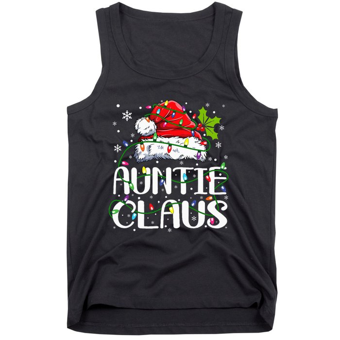 Auntie Claus Christmas Lights Pajama Family Matching Tank Top