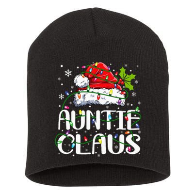 Auntie Claus Christmas Lights Pajama Family Matching Short Acrylic Beanie