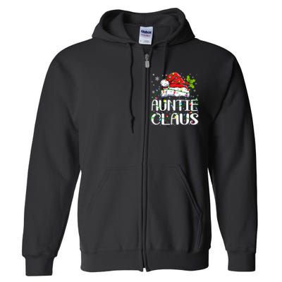 Auntie Claus Christmas Lights Pajama Family Matching Full Zip Hoodie