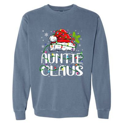 Auntie Claus Christmas Lights Pajama Family Matching Garment-Dyed Sweatshirt