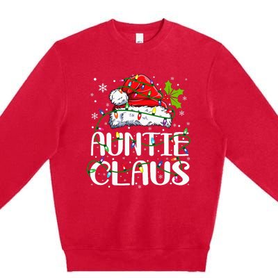 Auntie Claus Christmas Lights Pajama Family Matching Premium Crewneck Sweatshirt