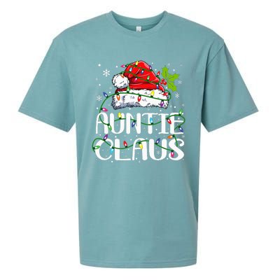 Auntie Claus Christmas Lights Pajama Family Matching Sueded Cloud Jersey T-Shirt