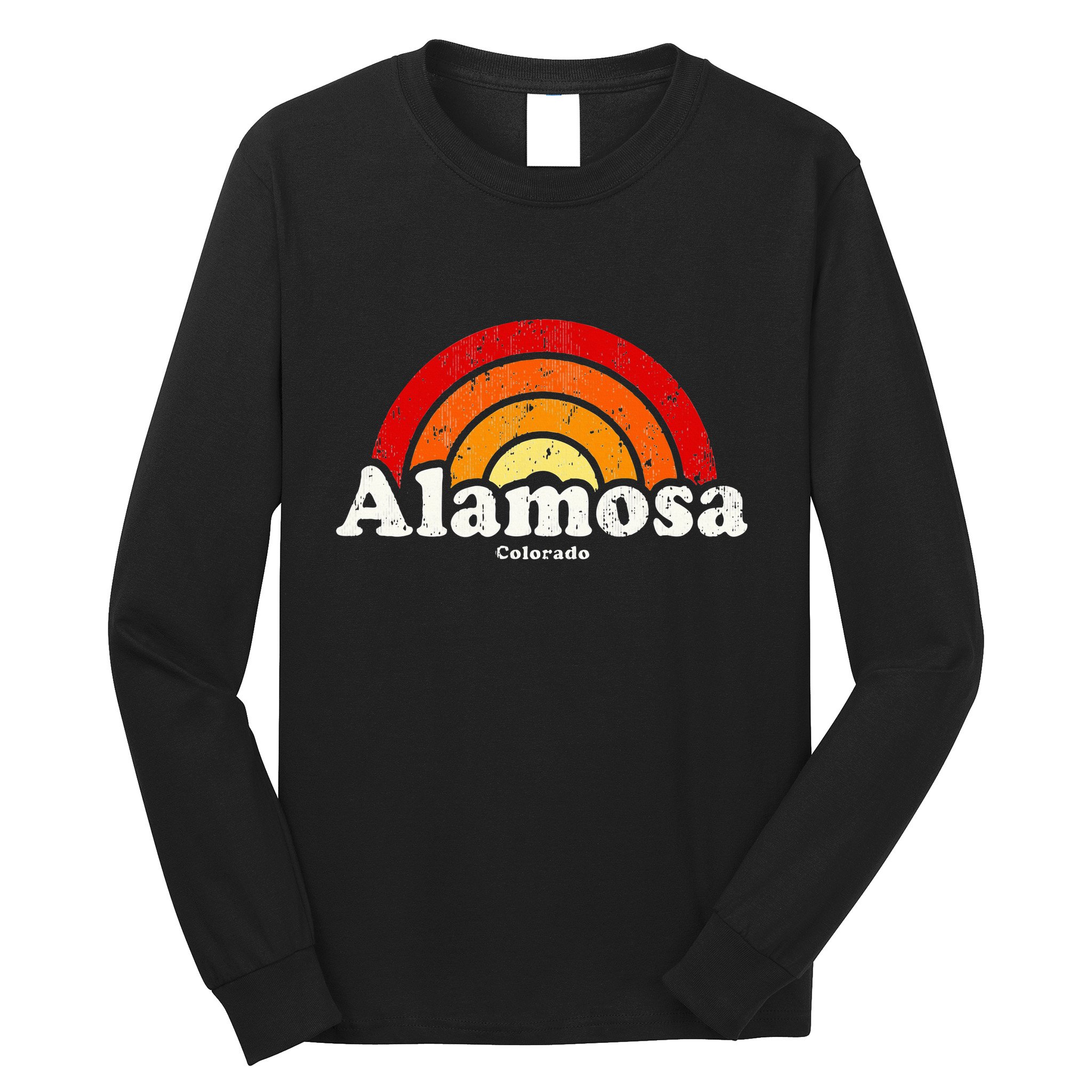 Alamosa Colorado Co Vintage 70s Retro Rainbow Design Long Sleeve Shirt