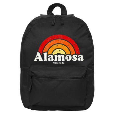 Alamosa Colorado Co Vintage 70s Retro Rainbow Design 16 in Basic Backpack