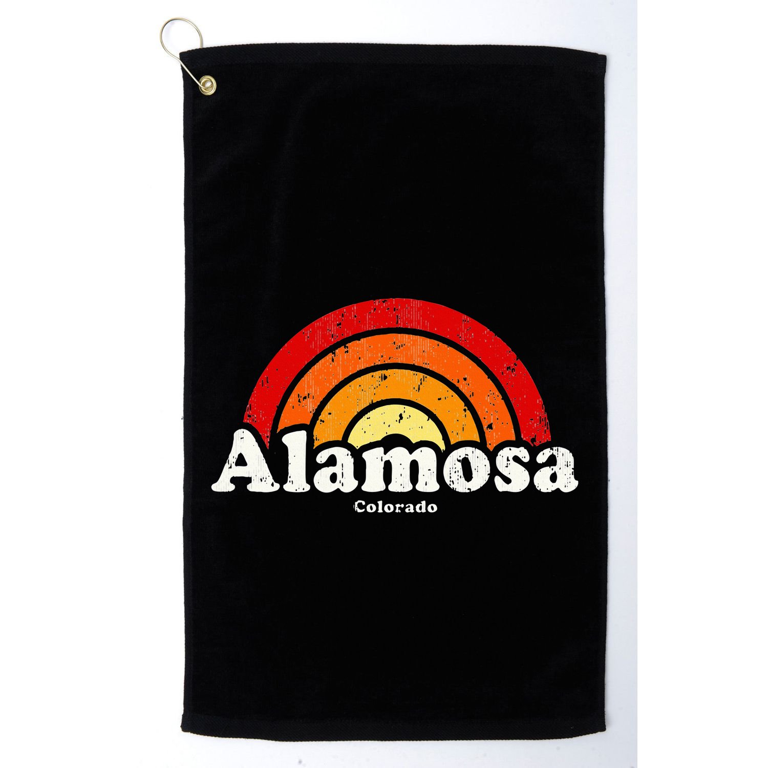Alamosa Colorado Co Vintage 70s Retro Rainbow Design Golf Towel