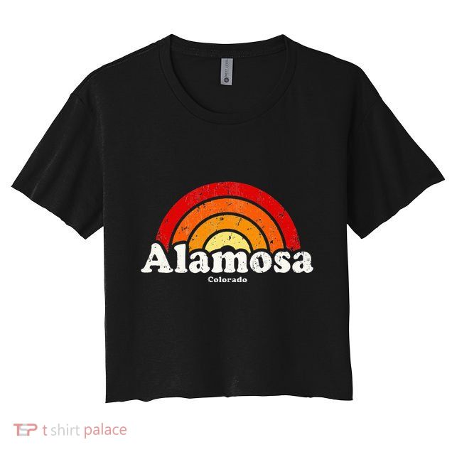 Alamosa Colorado Co Vintage 70s Retro Rainbow Design Crop Top