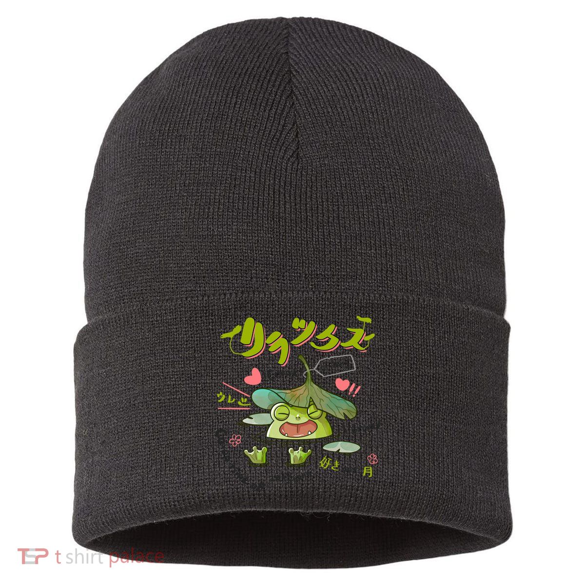 A Cute Cottagecore Aesthetic With A Frog Wearing A Snail Hat And Mushroom Sustainable Knit Beanie