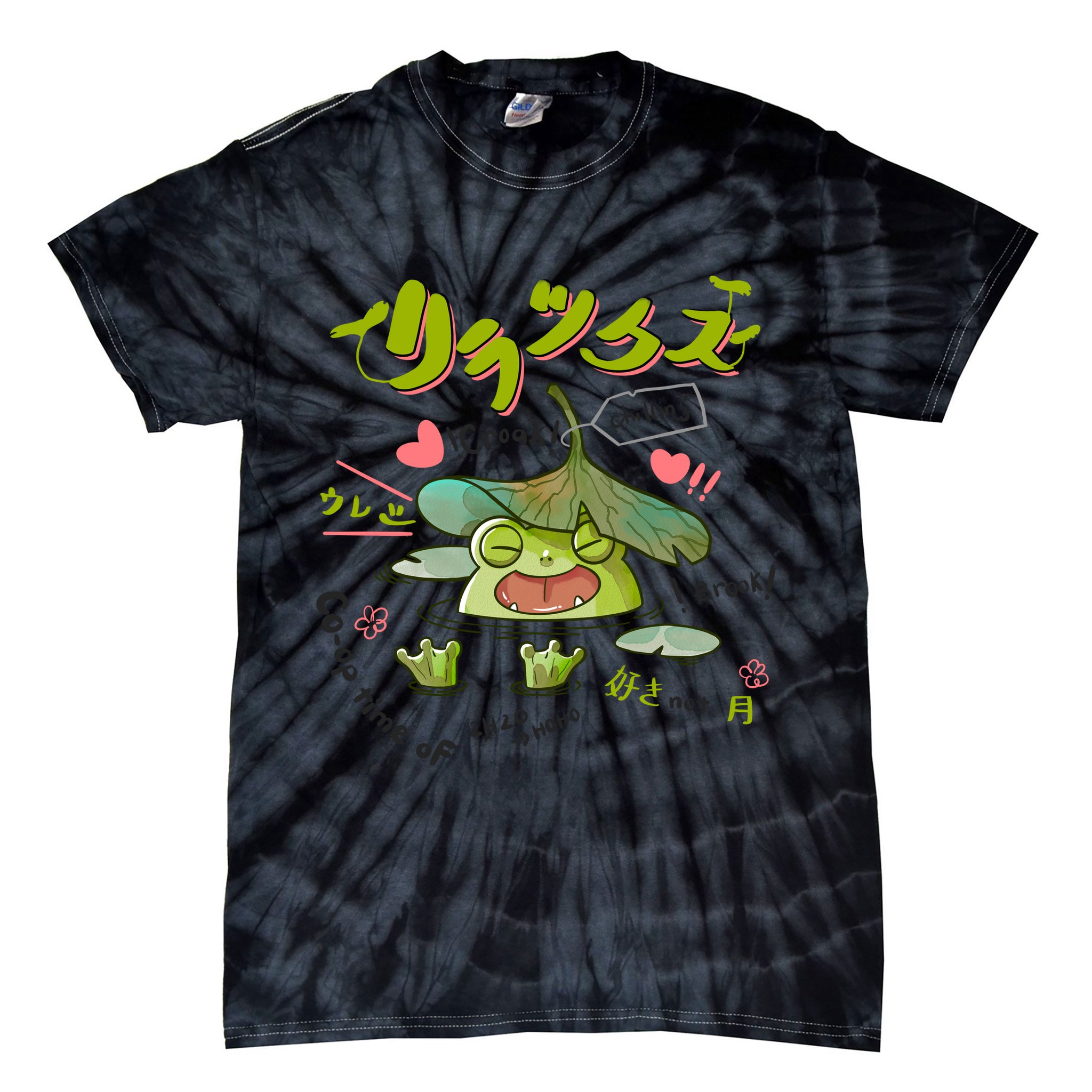 A Cute Cottagecore Aesthetic With A Frog Wearing A Snail Hat And Mushroom Tie-Dye T-Shirt