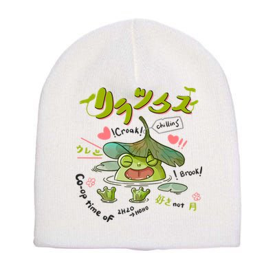 A Cute Cottagecore Aesthetic With A Frog Wearing A Snail Hat And Mushroom Short Acrylic Beanie