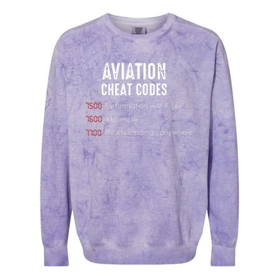 Aviation Cheat Codes Funny Shirts For Pilots And ATC Colorblast Crewneck Sweatshirt