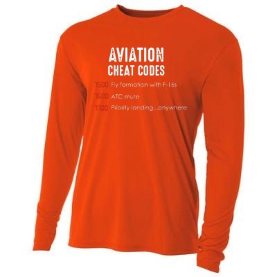 Aviation Cheat Codes Funny Shirts For Pilots And ATC Cooling Performance Long Sleeve Crew