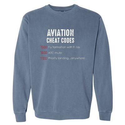 Aviation Cheat Codes Funny Shirts For Pilots And ATC Garment-Dyed Sweatshirt