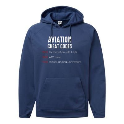 Aviation Cheat Codes Funny Shirts For Pilots And ATC Performance Fleece Hoodie